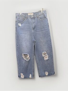 Great Smoky Los Angeles Distressed Denim Capris Womens 13 Blue Ripped Crop Jeans